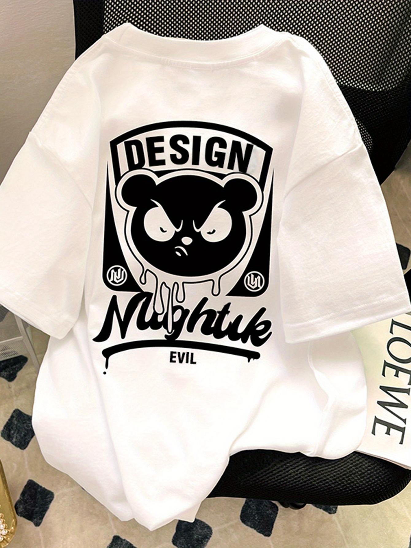 

Bear Print Fashion 100 Cotton Cool Men Woment Tshirt Summer Autumn Daily Outdoor Sports Party Casual Loose Street Short Sleeve 4XL