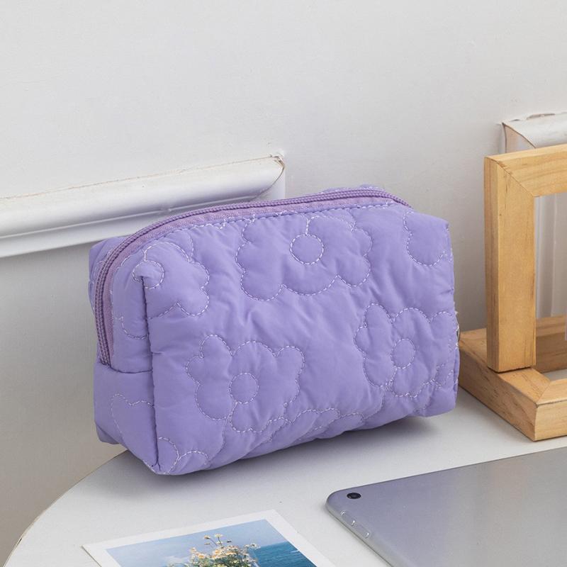 Borsa per Trucco da Viaggio Portatile Minimalista con Fiocco, Grande Capacità, Morbida