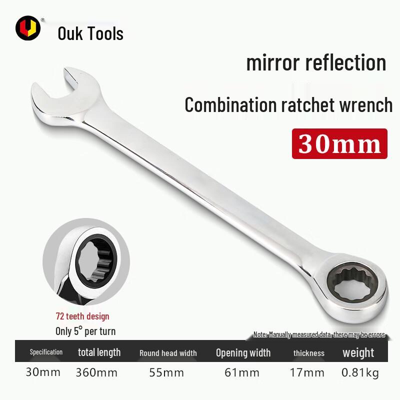 Ouke Mirror Polished Dual-Use Ratchet Wrench
