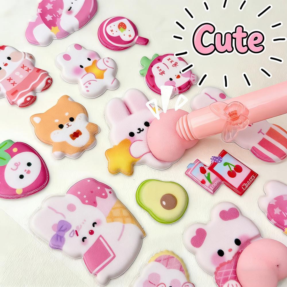 1/2/4pcsCute 3D Decompression Soft Butt Pinch Fun Cartoon Stickers Kawaii DIY Phone Water Bottle Decoration Stickers Gift