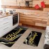 Black and Golden Anti-Slip Kitchen Rugs - Washable Floor Mats for Sink Area, Laundry Room, Farmhouse & Home Decoration Set