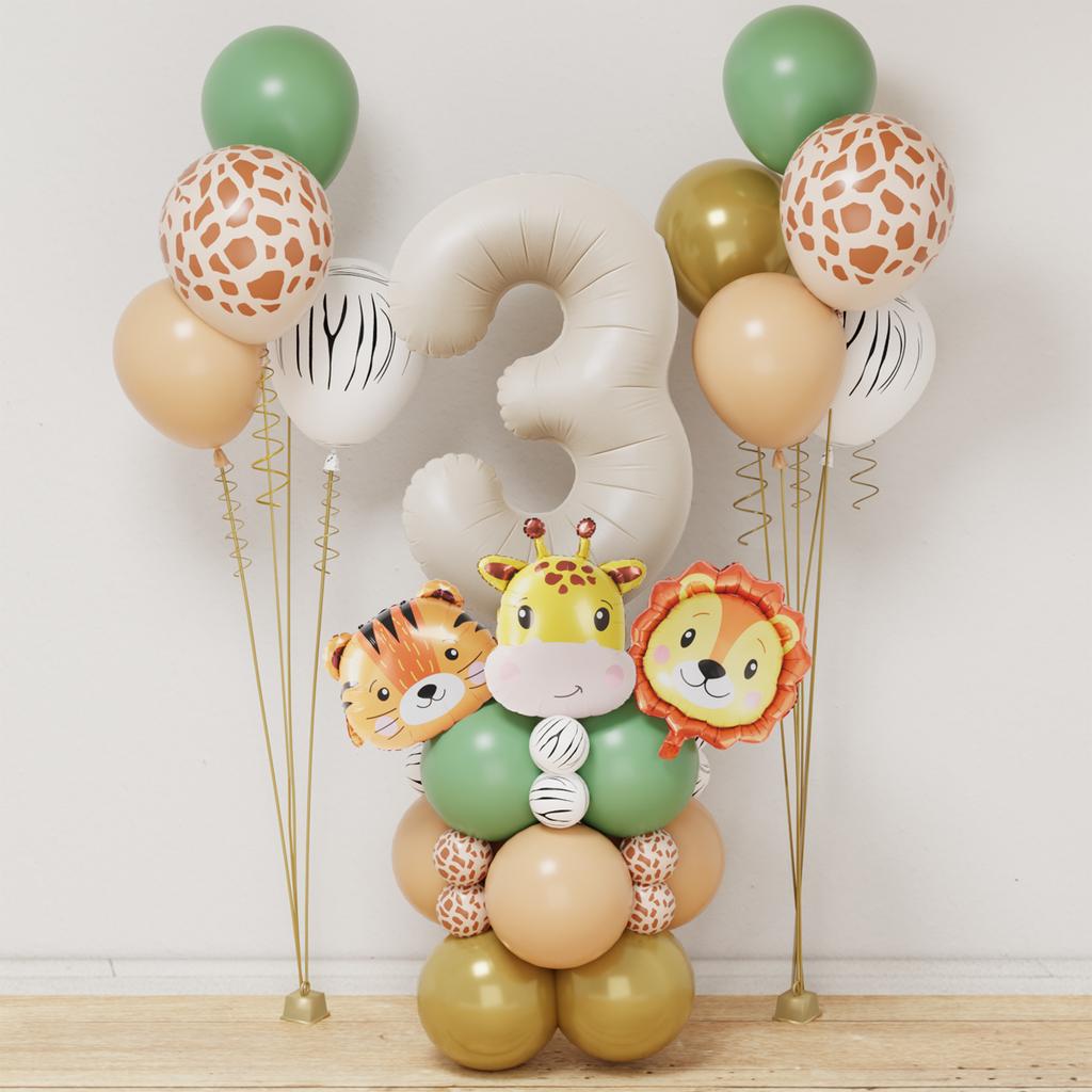 Jungle Animal Balloon Bunch Happy 1st Birthday Party Decorations Kids Favor Gifts Safari Animal Balloons Baby Shower Supplies