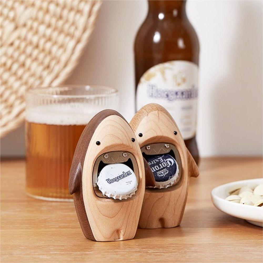 

Polished Smooth Shark Bottle Opener Wooden Corkscrew Home Decoration Beer Opener Gift