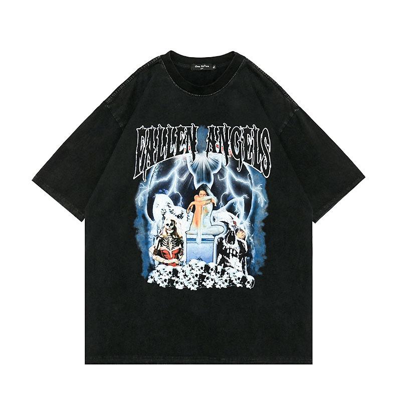 High Street Vintage Figure Billie Hip Hop Rapper Printed Short Sleeve T-Shirt Men'S And Women'S Street Half Sleeve Tide