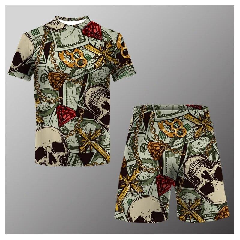Letní pánské triko Dollar Souprava šortky Sportovní oblečení Neformální Móda Běžecký oblek Outdoorové oblečení Pánské streetwear