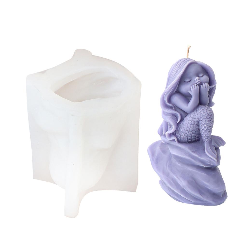 Mermaid Princess Candle Silicone Mold DIY Handmade 3D Ocean Plaster Epoxy Resin Mould Gypsum Molds Desktop Decoration