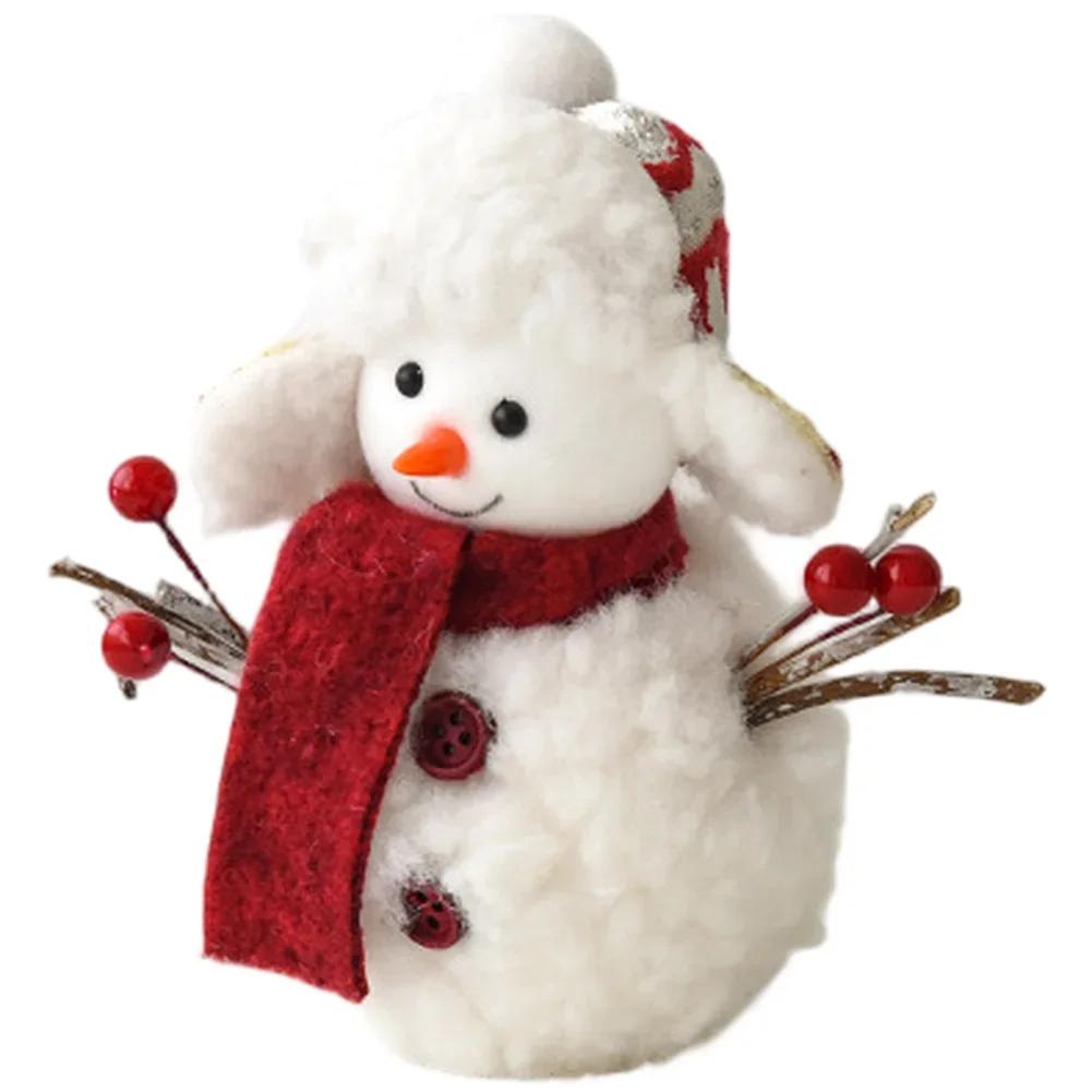 Soft Foam Christmas Tree Ornament with Snowman Plush for Desktop Shelf and Window Display to Create Festive Holiday