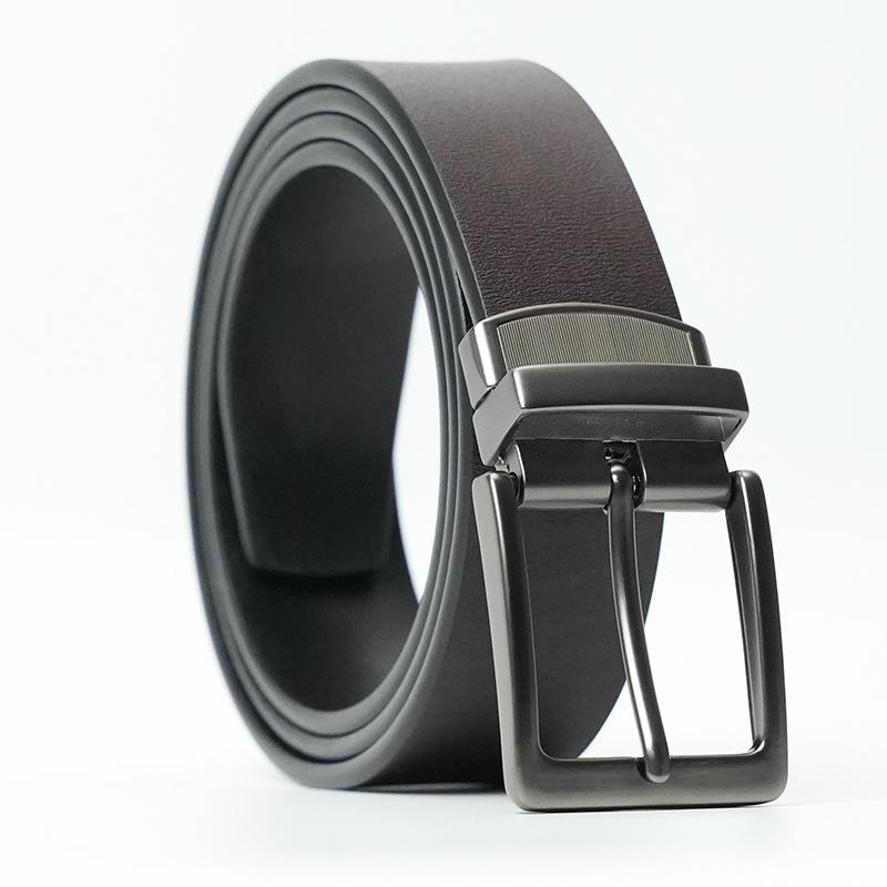 New High end Cowhide Belt for Men for Middle Aged and Young Casual Rotating Pin Buckle Belt Fashionable Genuine Leather Jeans Belt for Men