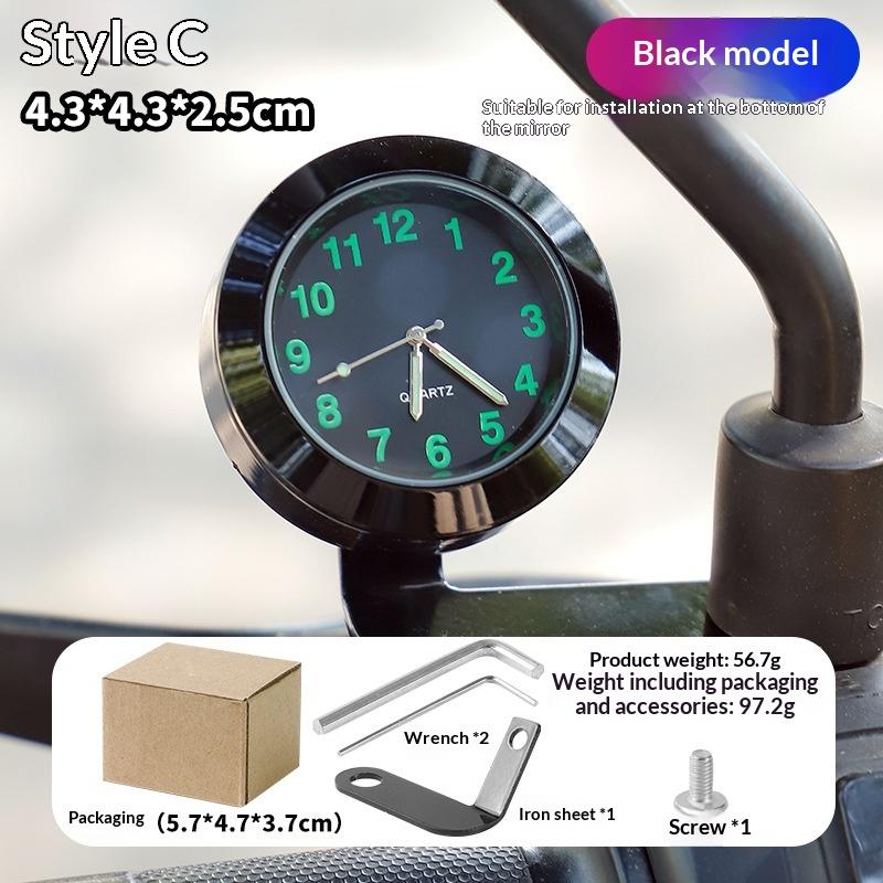 Illuminated Motorcycle Clock Waterproof Anti-Glare HD Display Mini Size for Electric Bikes Outdoor Riding Commuting