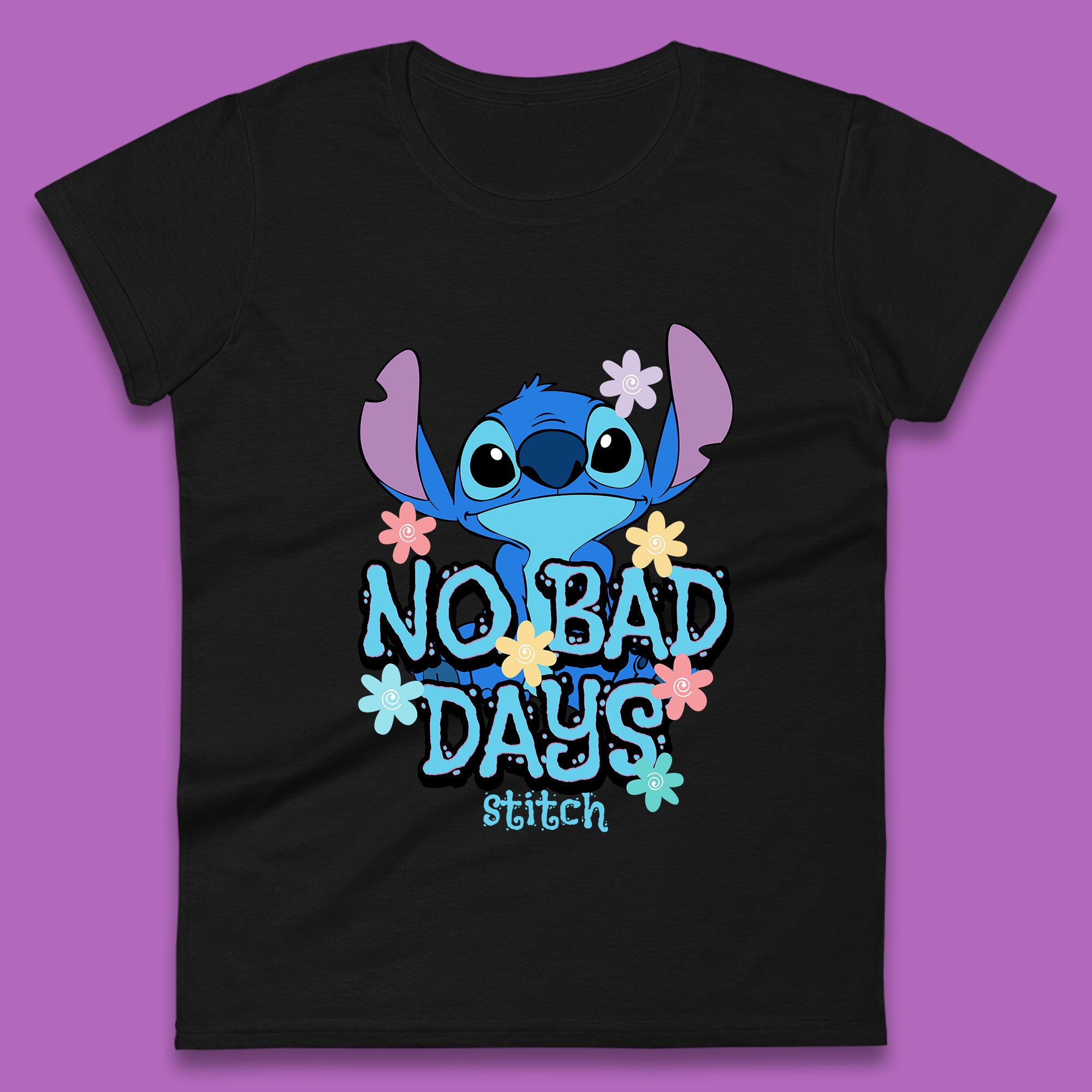 Disney Lilo & Stitch No Bad Days Stitch Cartoon Character Ohana Stitch Lover Womens Tee T Shirt Mens Tops Unisex Top S