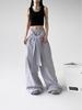 Trendy High-Waist Striped Wide-Leg Layered Pants