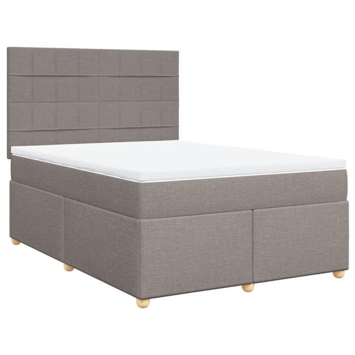 VidaXL Slat Bed Base with Mattress Taupe 140x200 Cm Fabric 3291307