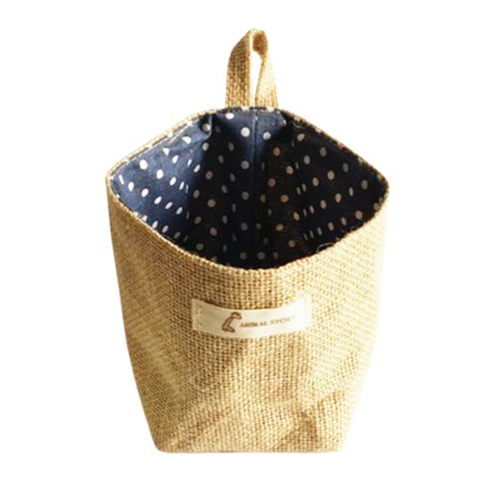 Aufbewahrungstasche, zusammenklappbar, schöner Mini-Aufbewahrungskorb aus Baumwollleinen für den Haushalt