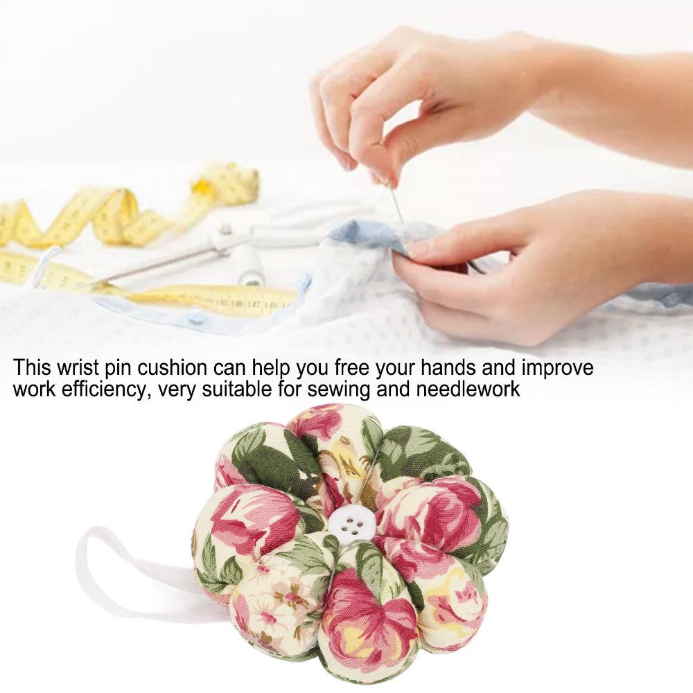 Elastic Wrist Strap Wrist Pin Cushion Pumpkin Design Pins Holder Wearable Pincushion  For Quilting