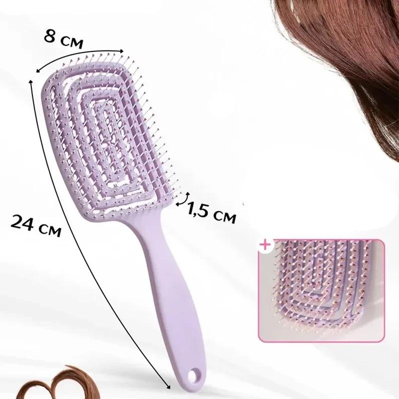 2-in-1 Professional Scalp Massage Comb Hair Styling Brush Square Hollow Design for Quick Blow Drying Scalp Care and Healthy Hair