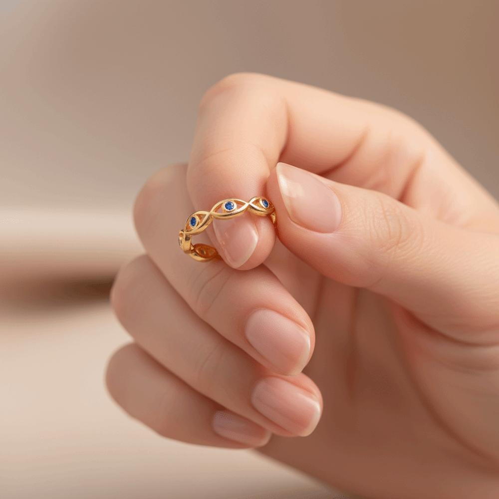 Unique Demon Eye Open Ring Trendy Blue Zircon Ring Lucky Turkish Ring Fashion