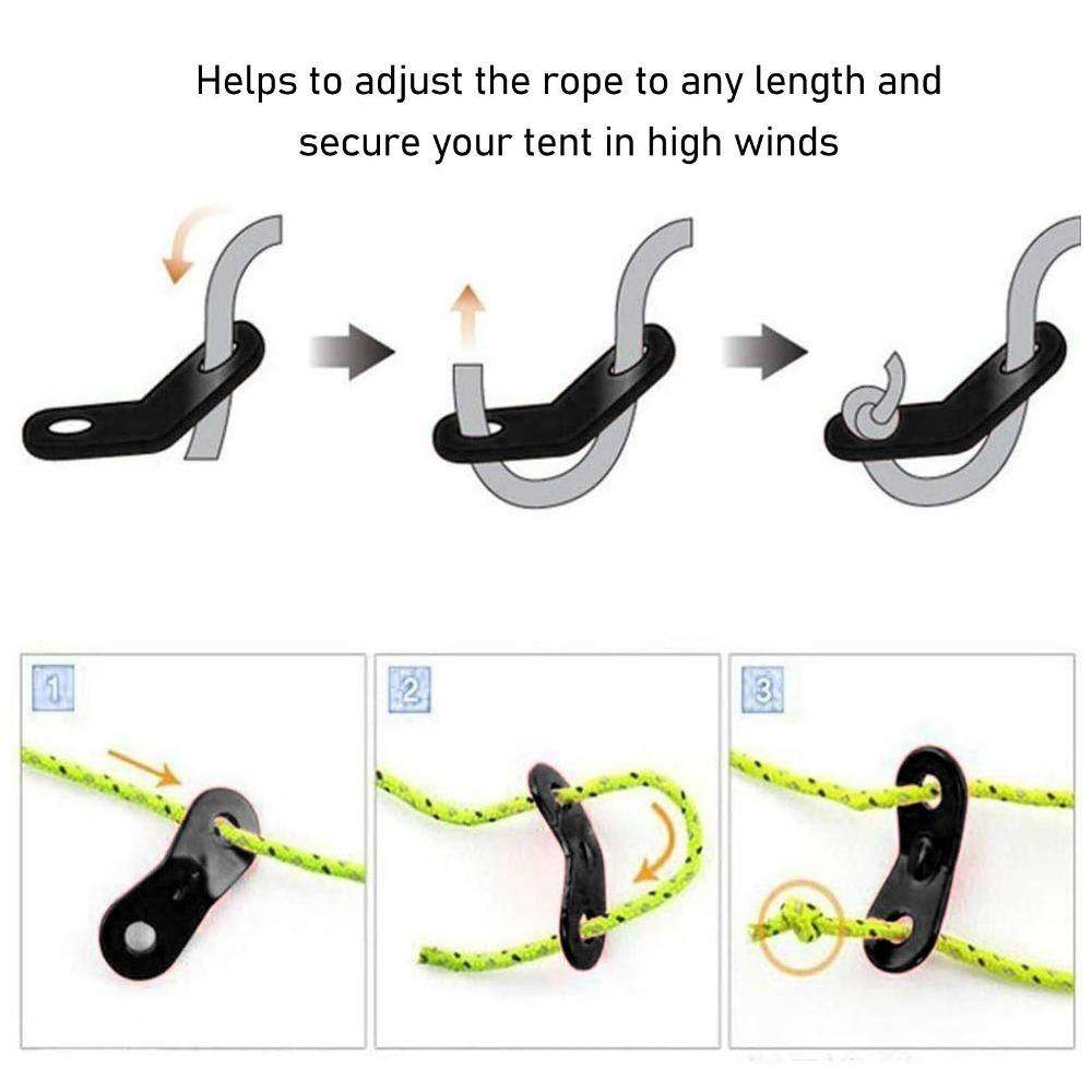 30 Pcs Slip-Proof Cord Adjuster Dual Holes Tent Line Locks Tent Fasteners  Outdoor Activities