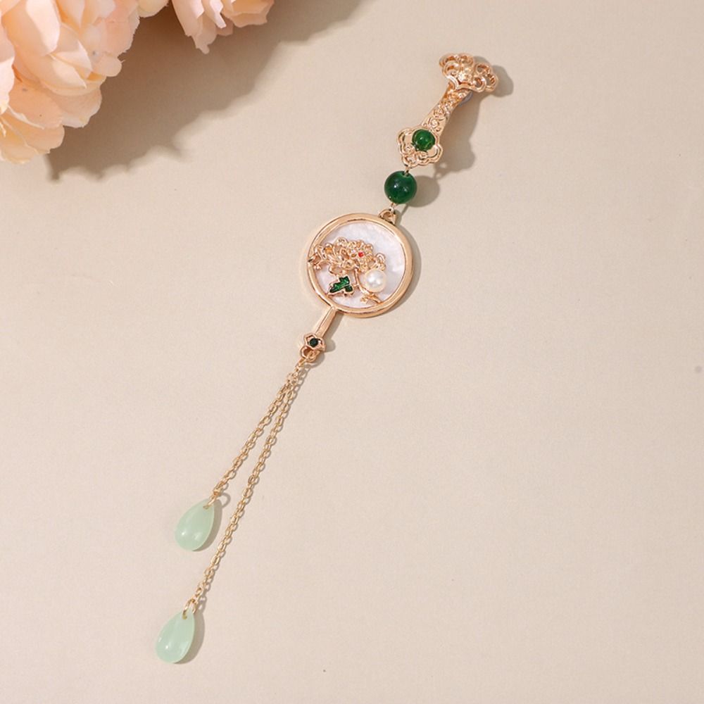 Long Tassel Chinese Style Brooch Electroplating Retro Lotus Brooch Party Jewelry