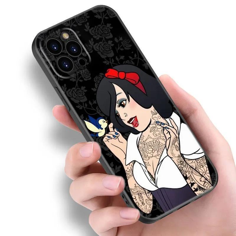 Apple Iphone16Pro Phone Case Tattoo Anime Princess Black Silicone Phone Case