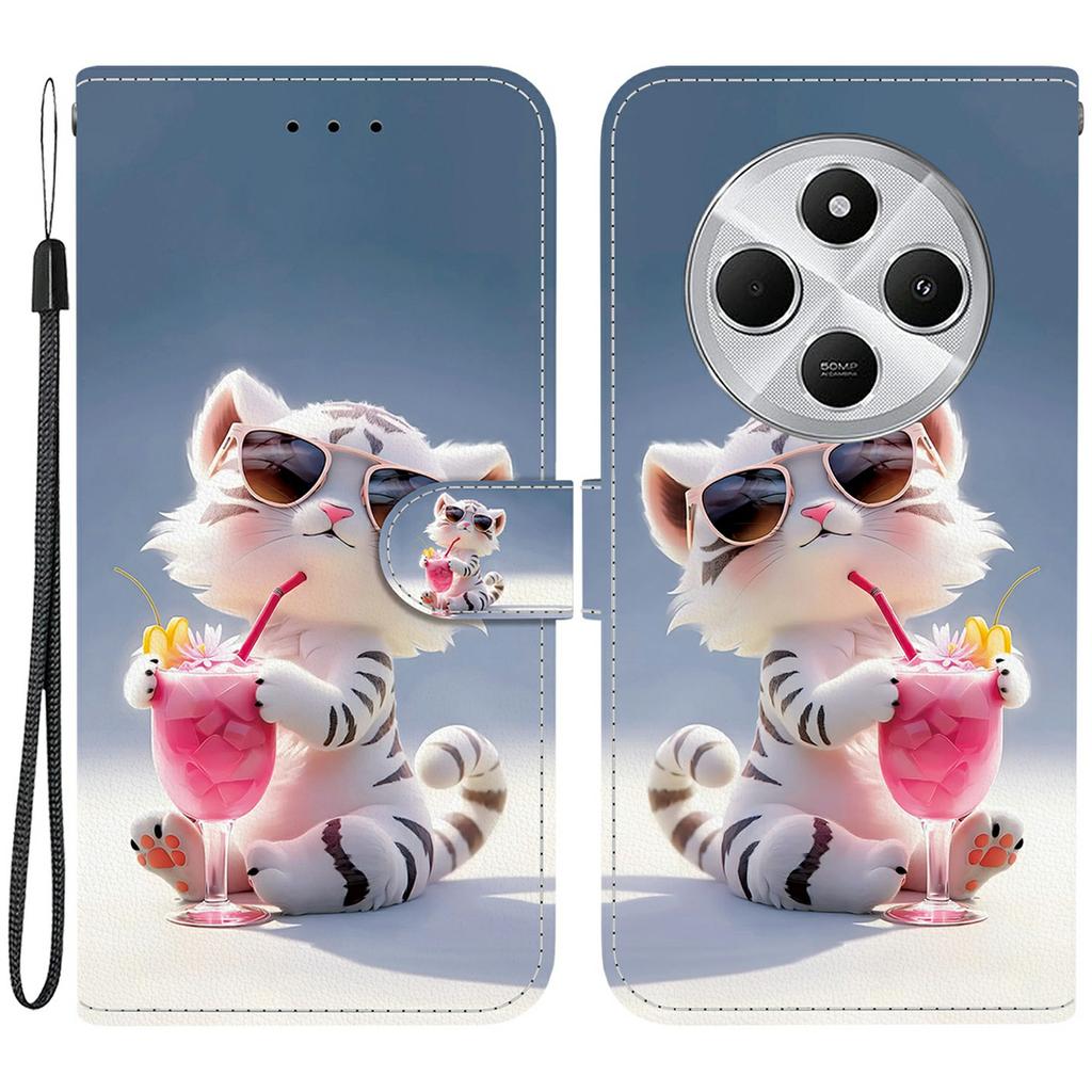 Phone Case For Xiaomi Redmi 14C 4G/Redmi 14R 5G/Poco C75 4G Pattern Printing Leather Flip Wallet Cover with Lanyard