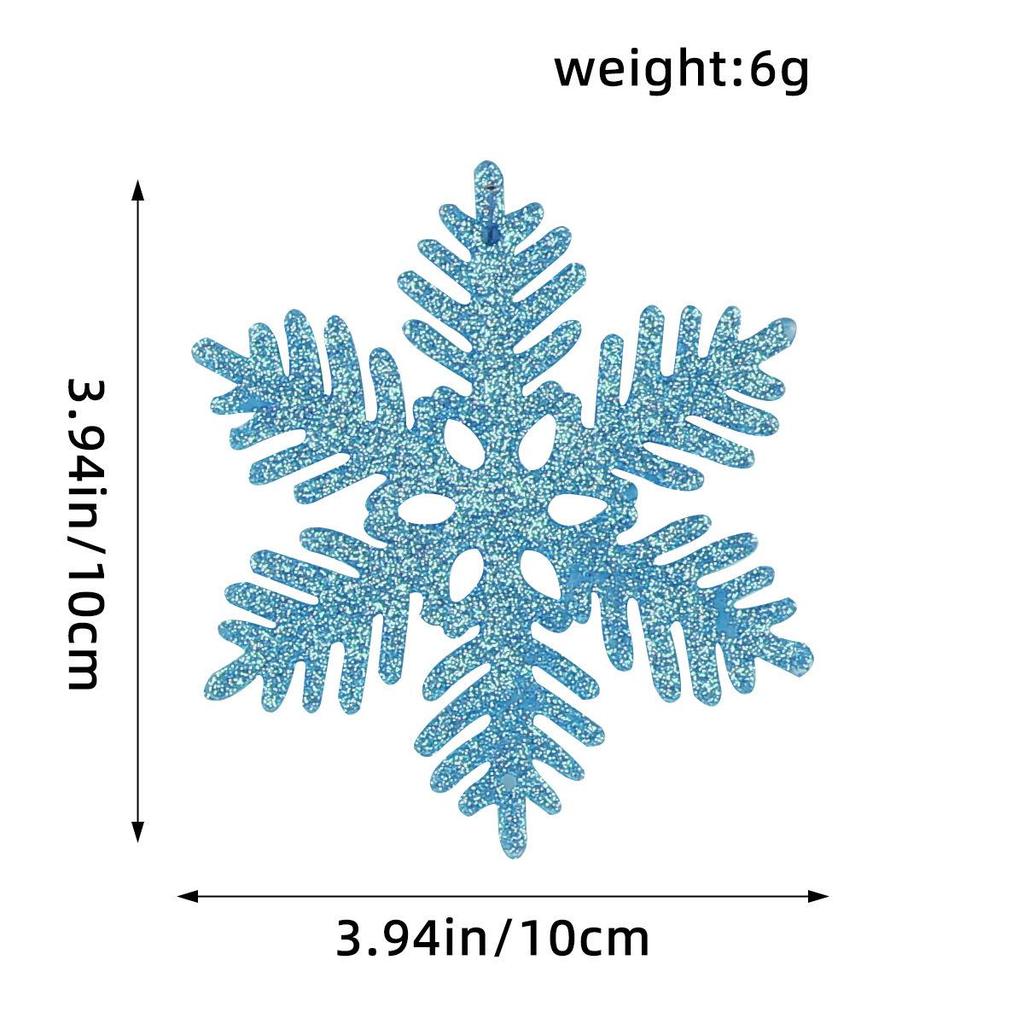 10CM Plastic Snowflake Christmas Tree Decorations - Hollow Powdered Snowflake Pendants