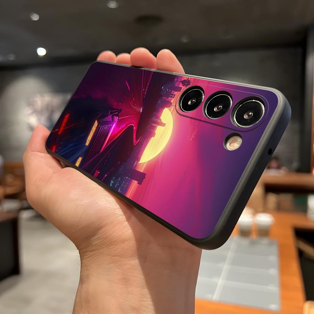 

Neon Retrowave Synthwave Phone Case For Samsung A56 A36 A26 A16 A15 A25 A35 A55 A14 A34 A24 A54 Black Soft Shell Samsung A35