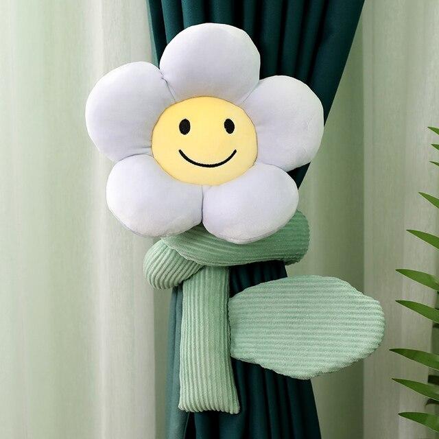 1 stk 95 cm solsikke plysjleker Kawaii Gardinknapp Plysjrom Dekorative planter Dukker Utstoppede Mykt Smil Blomster Multifunksjon