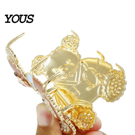 Cartoon Bear Hair Claw Claw, Medium Size Metal Gripper with Anti-Slip Teeth, Medical Professional Style Clip Design Shark for Medium-Long