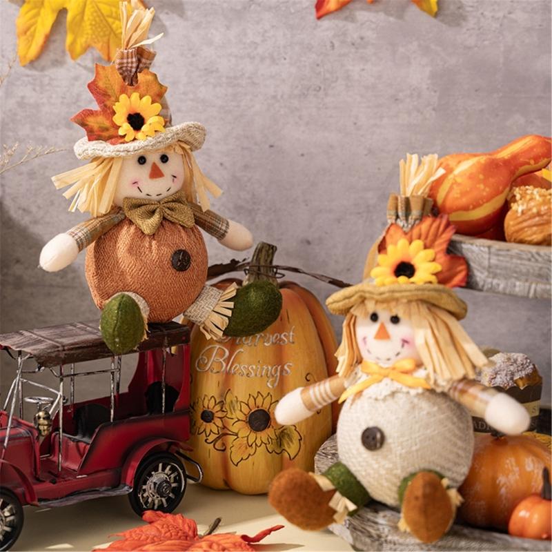 Handmade Scarecrows Sphere Hanging Decors Comfortable Straw Scarecrows Hanging Sphere for Seasonal Home Embellishment