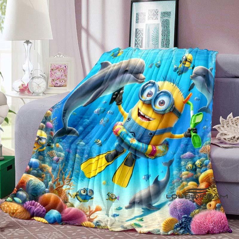 Kawaii (Minions) Cartoon Blanket with Big Eyes, Soft and Comfortable Flannel Blanket Suitable for Travel and Home Use.