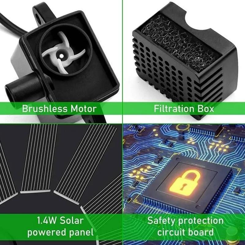 Solar Fountain Color 7 LED Light Solar Rotating Fountain 3W 6 Nozzle Water Pump Outdoors Bird Bath Garden Floating DIY Cistern