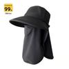Women's Sun Hat with Large Brim, Neck Protection, UV Face Covering, and Ponytail Opening