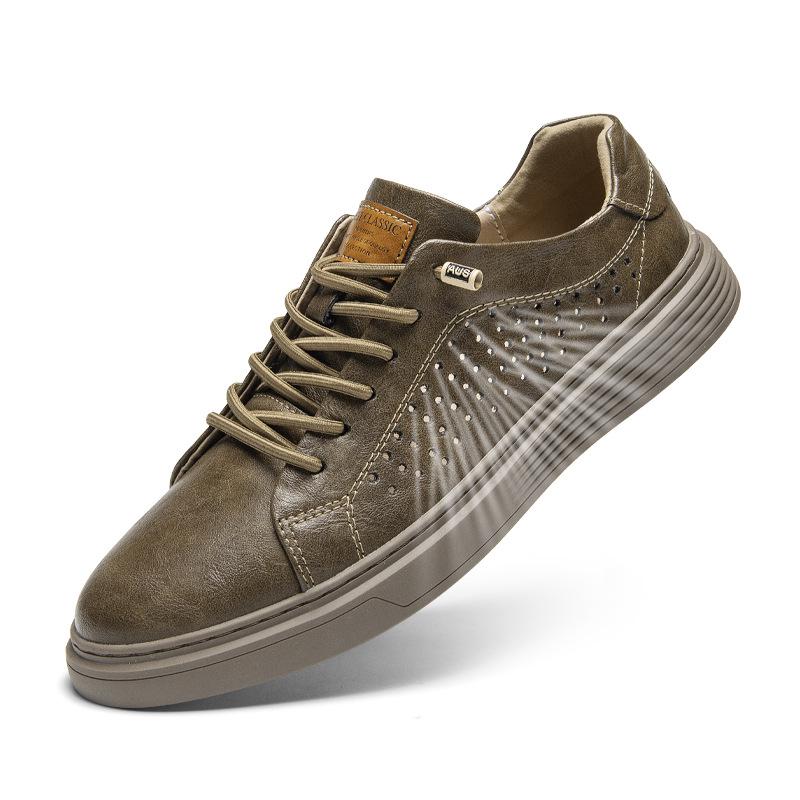 2024 Men s European Low-Top Cowhide Casual Shoes - British Style, Versatile Trend Sneakers 38