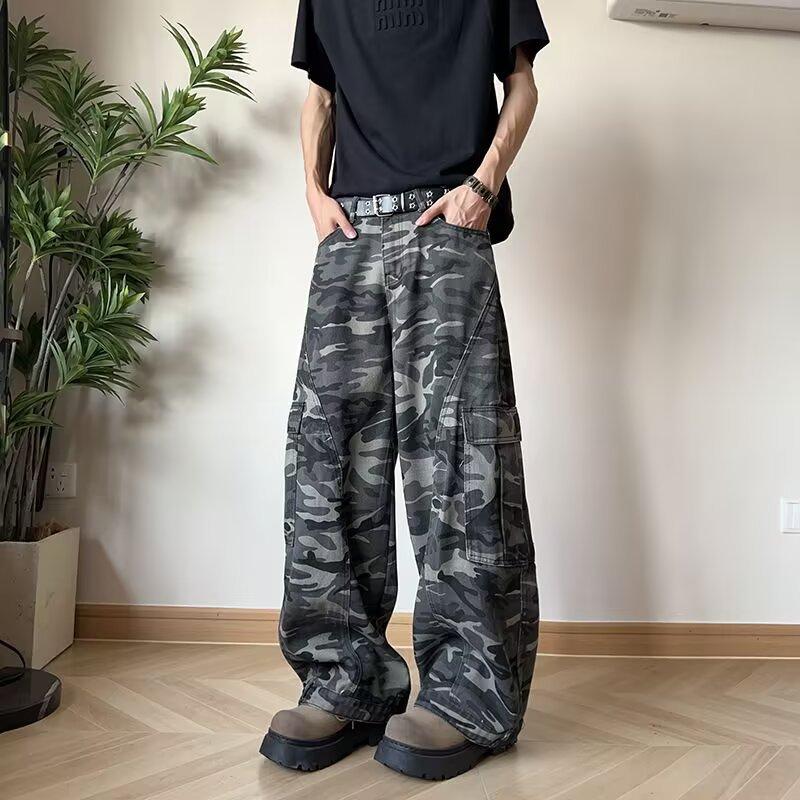 Джинсы JYL Мужские Камуфляжные Деконструированные Свободные Карго Укороченные Джинсовые Брюки S