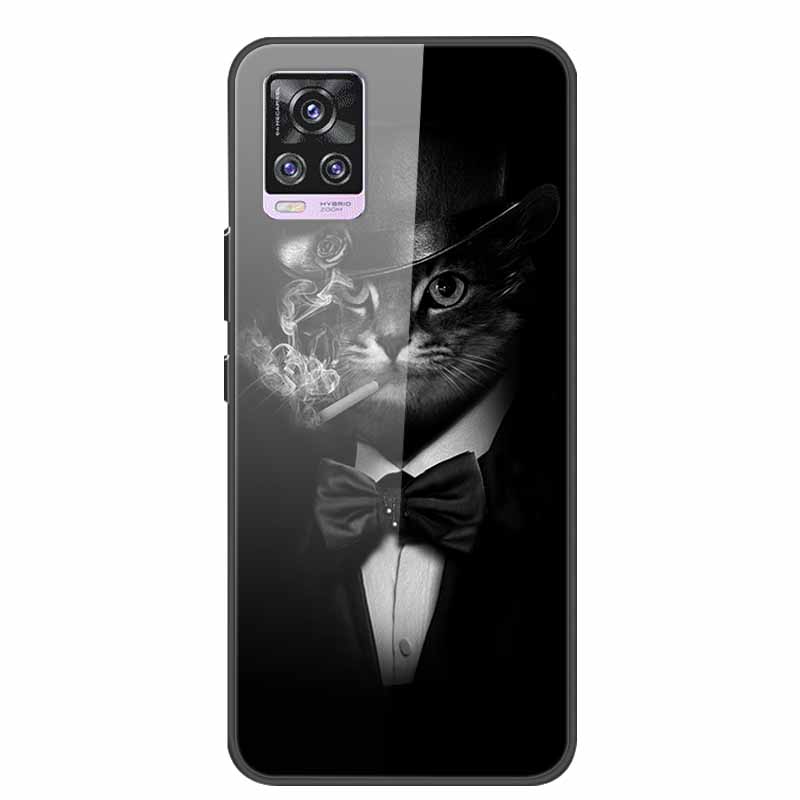 Glass Back Cover For Vivo V20 Pro 5G Case Coque Hard Tempered Glass Case For Vivo V20 Pro 2020 Phone Case Cover Soft Bumper Para