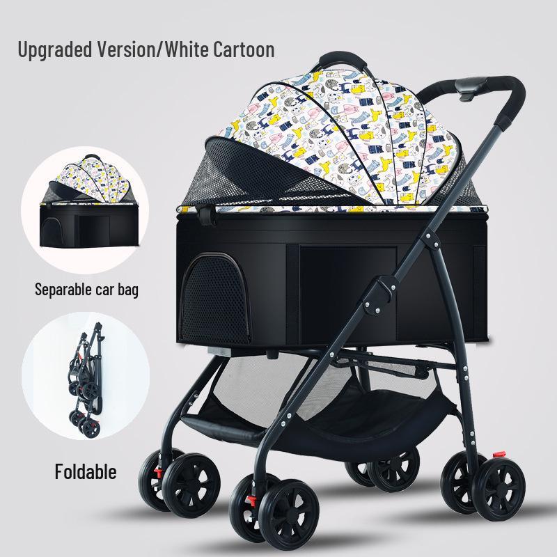 Detachable Lightweight Pet Stroller: Universal Four-Wheeled Vehicle for Dogs & Cats Regular