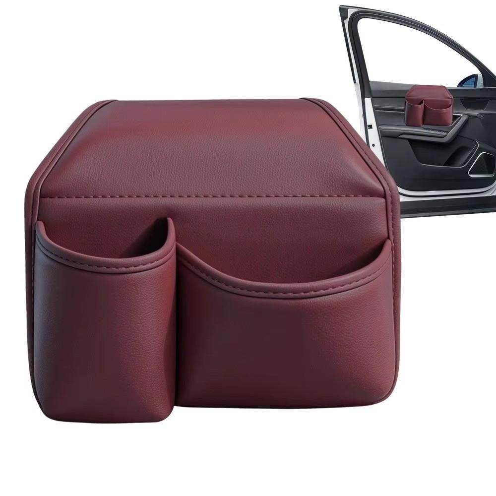 PU Leather Car Window Armrest Storage Box Adhesive Vehicle Side Door Organizer  For Truck Rv Camper