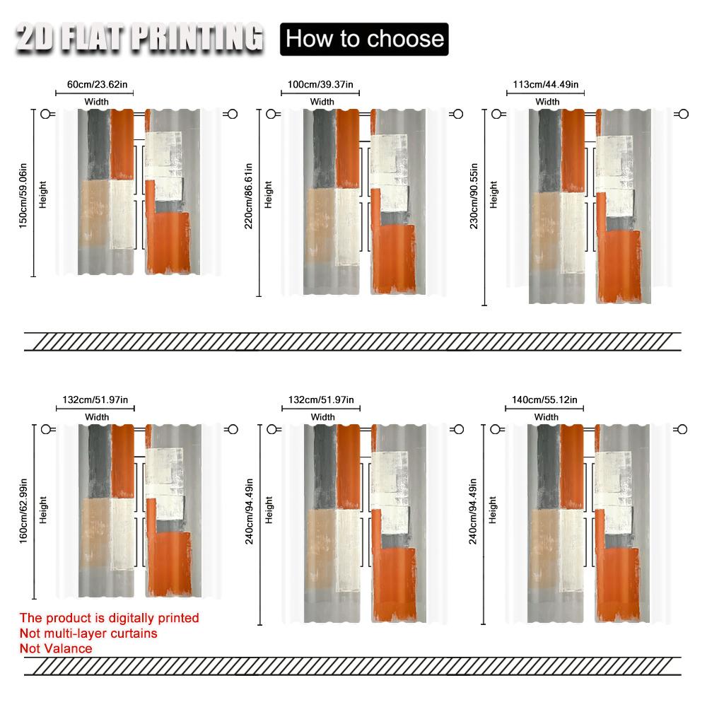 2Pcs Abstract Art Printed Window Curtains Rod Pocket Design For Easy Hanging Polyester Material Machine Washable Drapes For