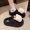 2025 autumn and winter solid color sweetheart bow kt cat hair slippers women's new cute cartoon outer cotton slippers