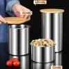 304 Stainless Steel Bamboo Lid Storage Box Suitable for Storing Grains Nuts Snacks Fruits Freshness Kitchen Storage Containers