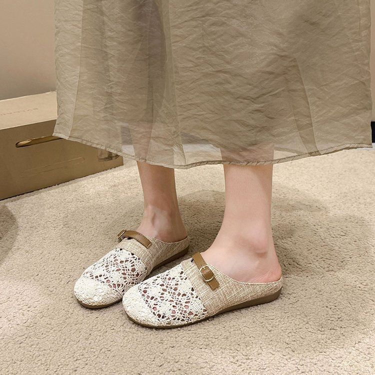 2025 Summer New Bag Head Half Slippers Fashion Versatile Casual Wear Fairy Style Lazy Temperament Cool Slippers Woman