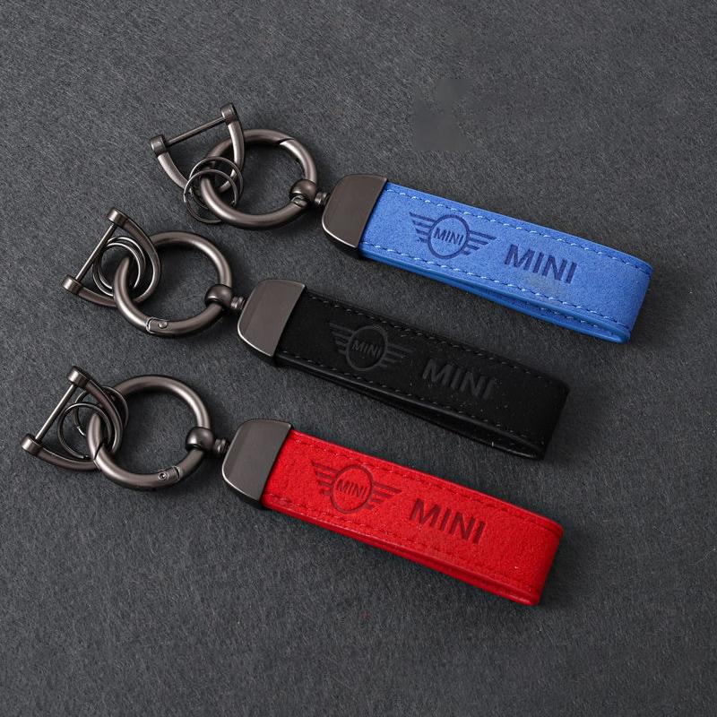 Leather Keychain With Car Logo Keyring Accessories for Mini Cooper JCW R50 R52 R53 R55 R56 F54 F55 F56 F60 CLUBMAN COUNTRYMAN