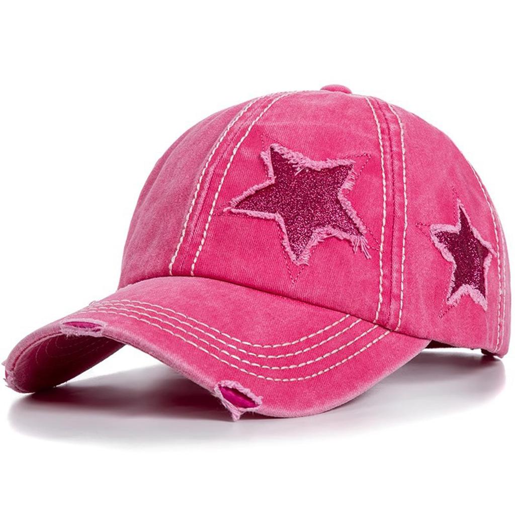 Fashionable Baseball Caps Five Point Star Baseball Cap With Curved Brim And Ponytail Design For Women Outdoor Sports