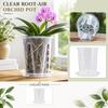 Transparent Plastic Orchid Pot with Drainage Hole and Tray 10cm Diameter Root Control Airflow Visible Root Growth Suitable for Moss Plants