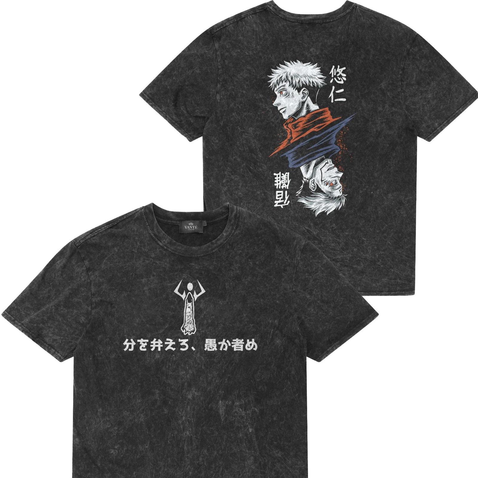 Yuji Itadori Sukuna Split Face Anime T-Shirt Graphic Tee Unisex XL