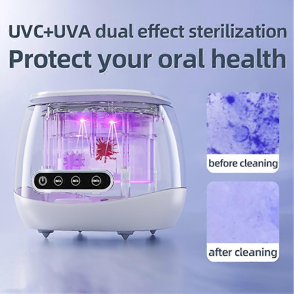 Ultrasonic Retainer Cleaner - UV Dental Cleaning Pod Machine for Dentures, Aligner, Braces, Mouth Guards, Toothbrush Heads, Jewelry