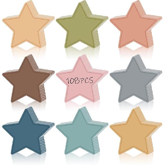 108 Pcs Paper Star Cutouts 3.5 Inch Double Printed Star DIY Craft Boho Bulletin Board Classroom Wall Decorations (Boho Colorful 108)