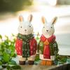 Handcrafted Wood Carving  Rabbit Man Figurines Ornaments Home Office Kawaii Desktop Decor Birthday Christmas Gift for Family