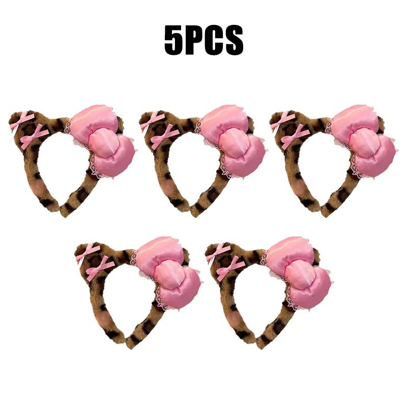 1-20Pcs Hair Band Cute Cat Ears Hair Band with Bow Hair Band for Girls Face Wash Make-up Headband Anti-slip Headband