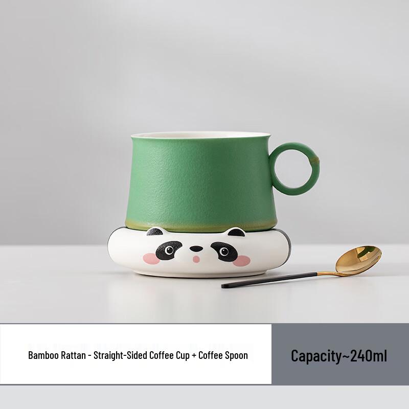 MY Creative Panda Ceramic Coffee Cup & Saucer Set Straight Cup